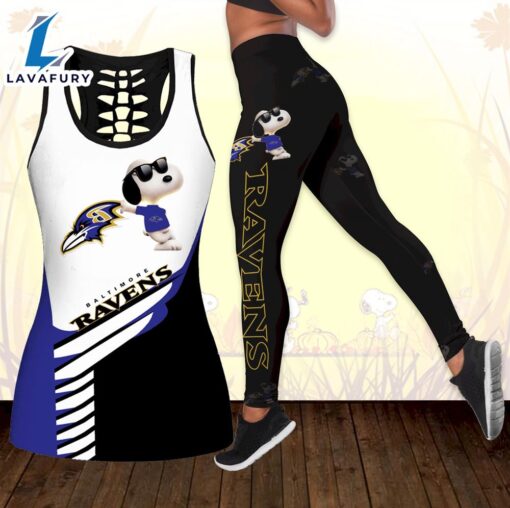 Combo Baltimore Ravens Snoopy Hollow Tanktop Leggings Set