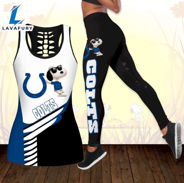Combo Indianapolis Colts Snoopy Hollow Tanktop Leggings Set