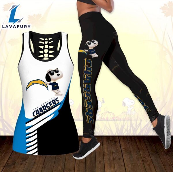 Combo Los Angeles Chargers Snoopy Hollow Tanktop Leggings Set