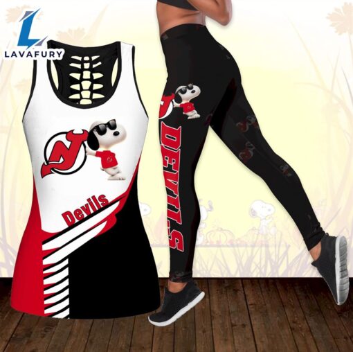 Combo New Jersey Devils Snoopy Hollow Tanktop Leggings Set