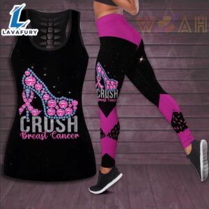 Crush Breast Cancer Awareness 3D Hollow Tank Top &amp Leggings