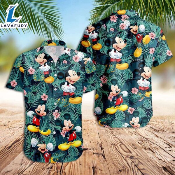 Disney Hawaiian Shirt Mickey Palm Leaves Hawaiian Shirt