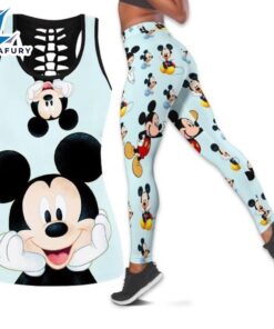 Disney Mickey Mouse Women’s Hollow Vest Women’s Leggings Yoga Suit Fitness Leggings Sports