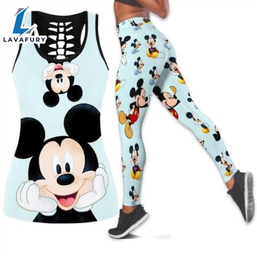 Disney Mickey Mouse Women’s Hollow Vest Women’s Leggings Yoga Suit Fitness Leggings Sports