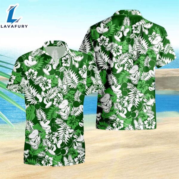 Green Hawaiian Shirt Mickey And Friends Floral Hawaiian Shirt