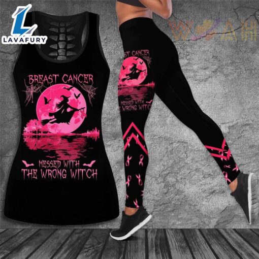 Halloween Breast Cancer Awareness 3D Hollow Tank Top &amp Leggings