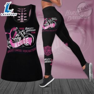 Harley Davidson & Breast Cancer Awareness Hollow Tank Top & Leggings