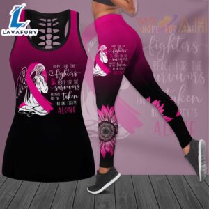 Hope For The Fighters Breast Cancer Awareness 3D Hollow Tank Top &amp Leggings