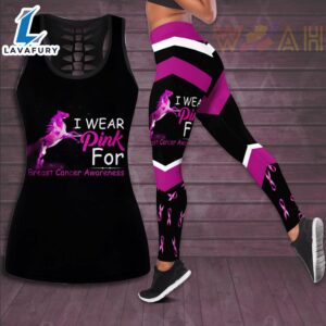 I Wear Pink For Breast Cancer Awareness 3D Hollow Tank Top &amp Leggings