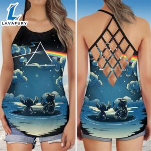 Lilo And Stitch Starry Sky Dark Side Of The Moon Pink Floyd Criss Cross Tank Top