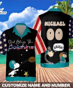 Miami Dolphins Snoopy 4th Of July Premium 3D Hawaiian Shirt Tshirt