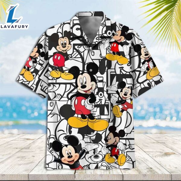 Mickey Mouse Hawaiian Shirt Mickey Black And White Hawaiian Shirt