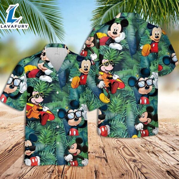 Mickey Mouse Hawaiian Shirt Mickey Green Forest Hawaiian Shirt