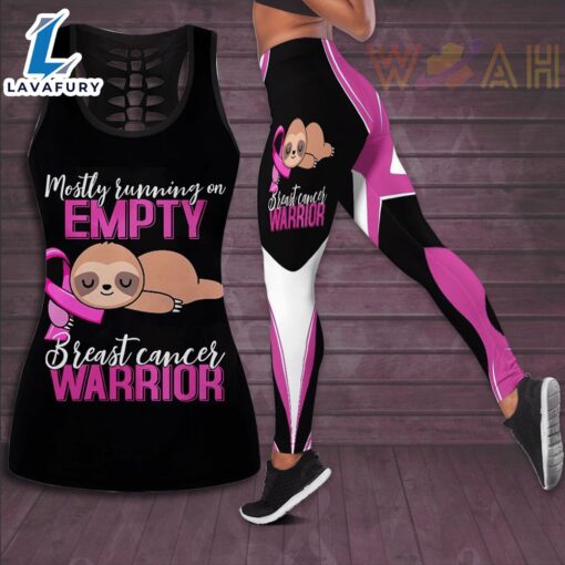 Mostly Running On Empty Breast Cancer Warrior 3D Hollow Tank Top &amp Leggings