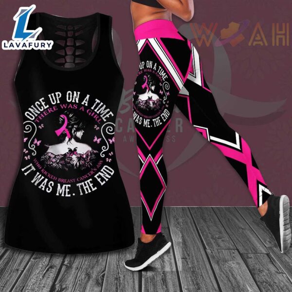 Once Upon A Time There Was A Girl Who Kicked Cancer’s Ass It Was Me The End Breast Cancer Awareness 3D Hollow Tank Top &amp Leggings