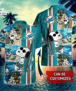 Personalized Name Summer Snoopy NFL Miami Dolphins Football Hawaiian Shirt