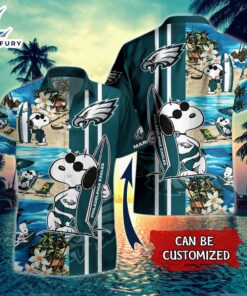 Personalized Name Summer Snoopy NFL Philadelphia Eagles Football Hawaiian Shirt