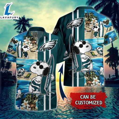 Personalized Name Summer Snoopy NFL Philadelphia Eagles Football Hawaiian Shirt