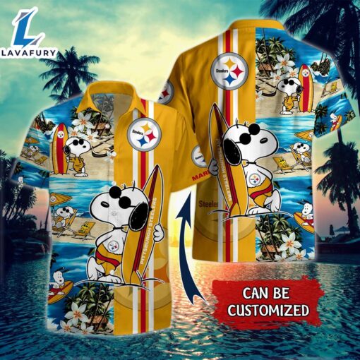 Personalized Name Summer Snoopy NFL Pittsburgh Steelers Football Hawaiian Shirt