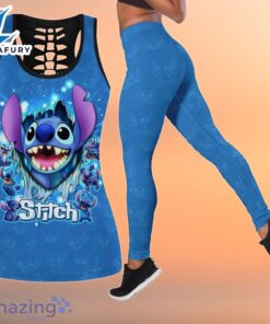 Stitch Cute Stich Face Combo Leggings And Hollow Tank Top