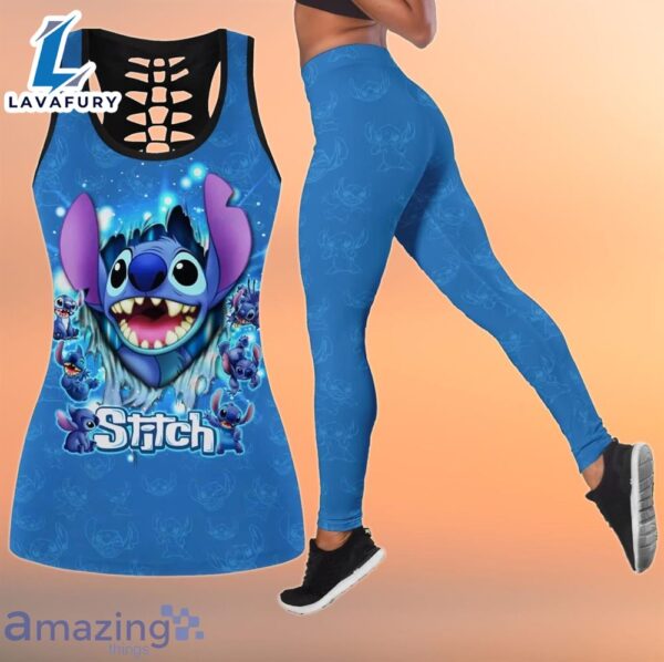 Stitch Cute Stich Face Combo Leggings And Hollow Tank Top
