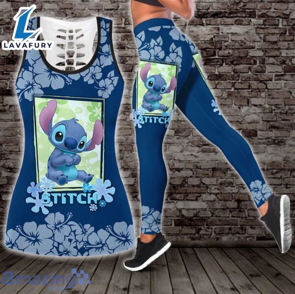 Stitch Tropical 3D All Over Print Combo Hollow Tank Top And Leggings