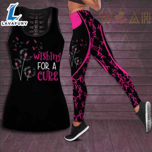 Wishing For A Cure Breast Cancer Awareness 3D Hollow Tank Top &amp Leggings