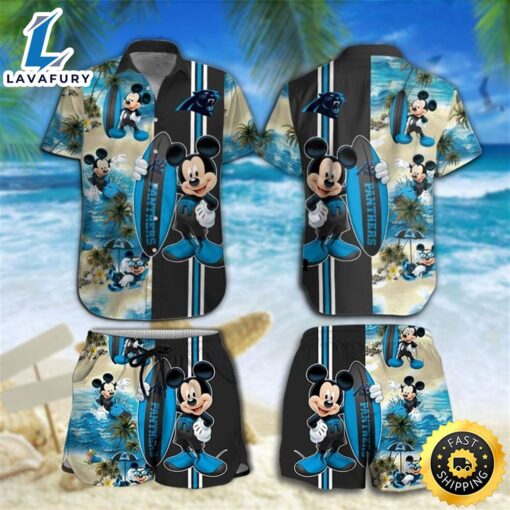 Carolina Panthers Mickey Mouse Hawaiian Shirt Beach Short