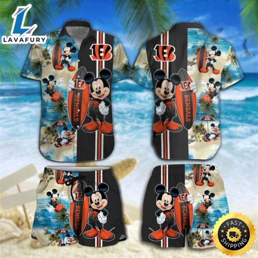 Cincinnati Bengals Mickey Mouse Hawaiian Shirt Beach Short