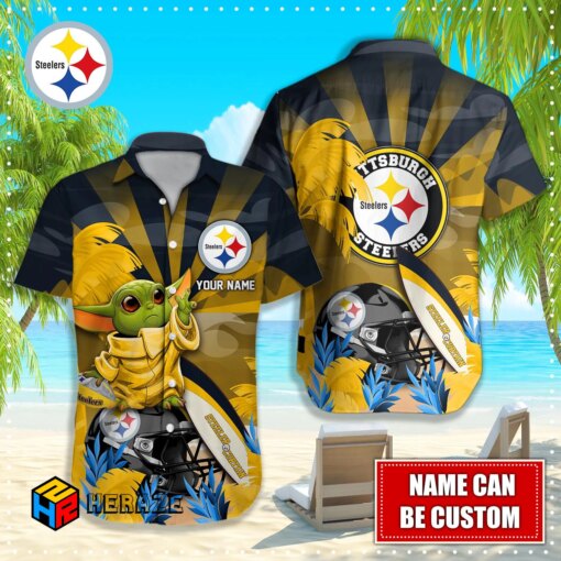 Custom Name Pittsburgh Steelers NFL Aloha Hawaiian Shirt