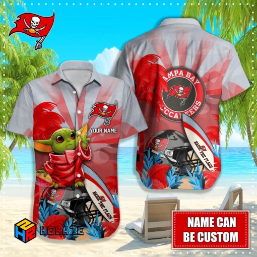 Custom Name Tampa Bay Buccaneers NFL Aloha Hawaiian Shirt