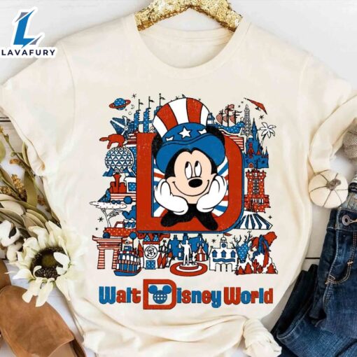 Cute Mickey Mouse Walt Disney World Custom 4th Of July Retro Shirt Happy Independence Day T-shirt