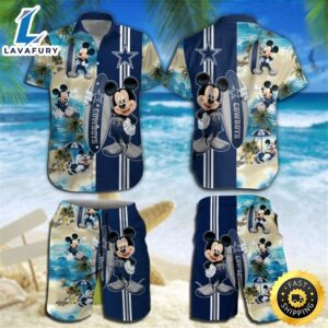 Dallas Cowboys Mickey Mouse Hawaiian Shirt Beach Short