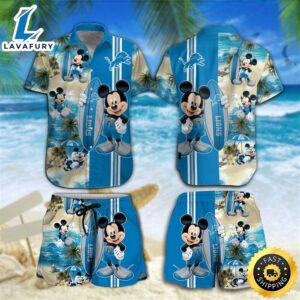 Detroit Lions Mickey Mouse Hawaiian Shirt Beach Short