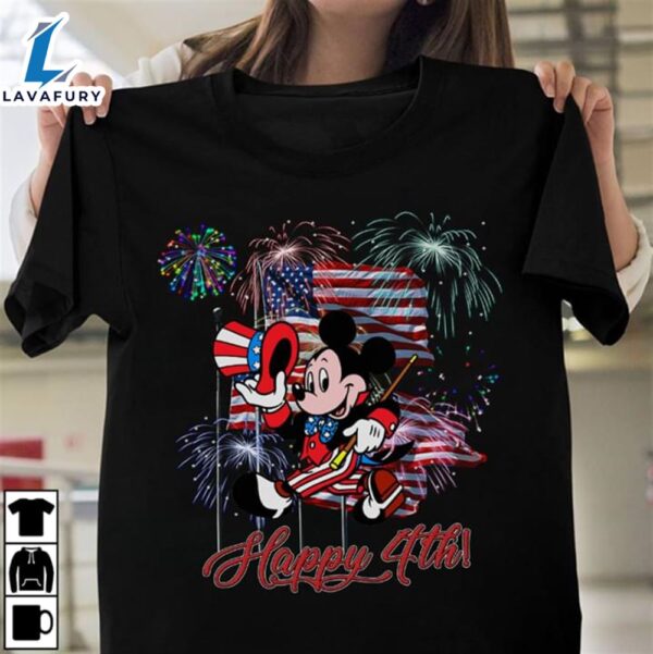 Disney Mickey Mouse Flag Happy The 4th Of July American Independence Day T- Shirt