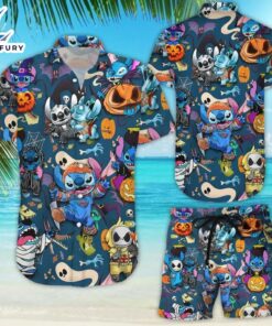 Disney Stitch Halloween Hawaiian Button…