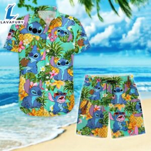 Disney Stitch Men Women Hawaiian Shirt Set