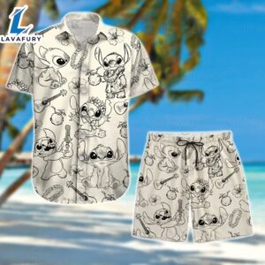 Disney StitchHawaiian Shirt Set of 2 Vintage Button Up Shirt Board Shorts