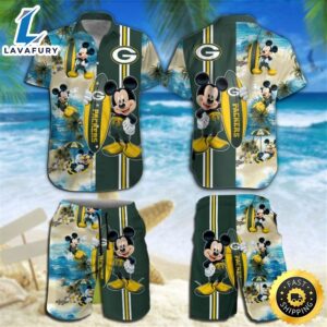 Green Bay Packers Mickey Mouse Hawaiian Shirt Beach Short