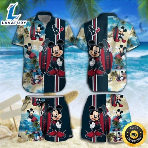 Houston Texans Mickey Mouse Hawaiian Shirt Beach Short