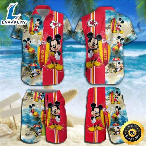 Kansas City Chiefs Mickey Mouse Hawaiian Shirt Beach Short