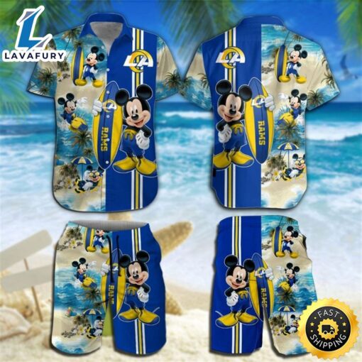 Los Angeles Rams Mickey Mouse Hawaiian Shirt Beach Short