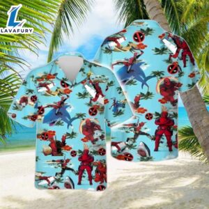 Marvel Hawaiian Shirt Deadpool Red Hibiscus Hawaiian Shirt
