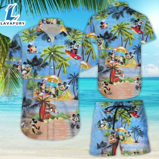 Mickey Mouse Disney Summer Hawaiian Beach Shirt Shorts