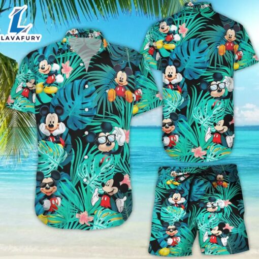 Mickey Mouse Summer Hawaiian Beach Shirt Shorts