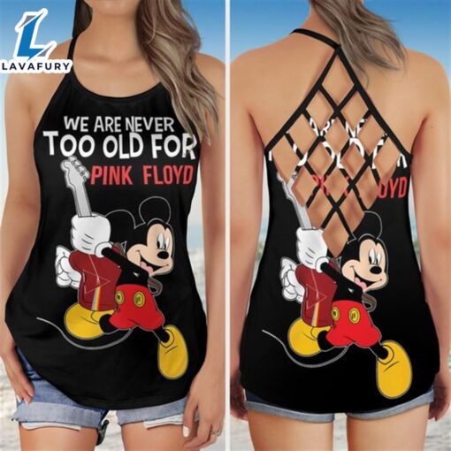 Mickey Mouse We are never too old for Pink Floyd Criss Cross Tank Top