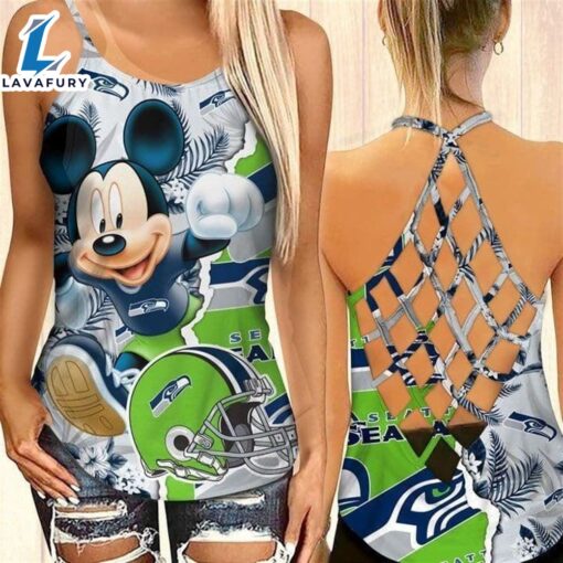 Mickey Seattle Seahawks Criss-Cross Tank Top