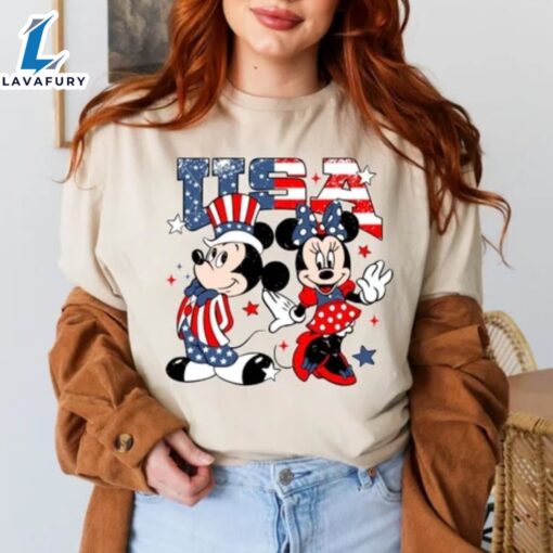 Mickey and Minnie USA Disney American 4th of July Shirts