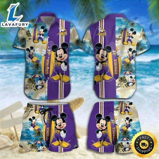 Minnesota Vikings Mickey Mouse Hawaiian Shirt Beach Short