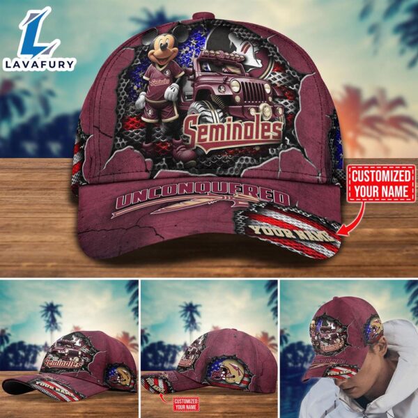 NCAA Mickey Mouse Florida State Seminoles Trending Customize Cap New Arrival